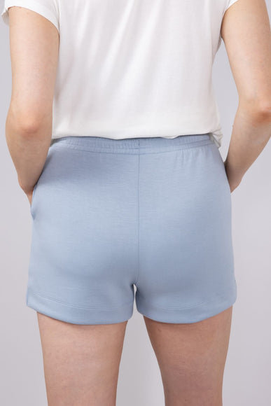 Love Tree Drawstring Scuba Knit Lounge Shorts for Women in Bluestone