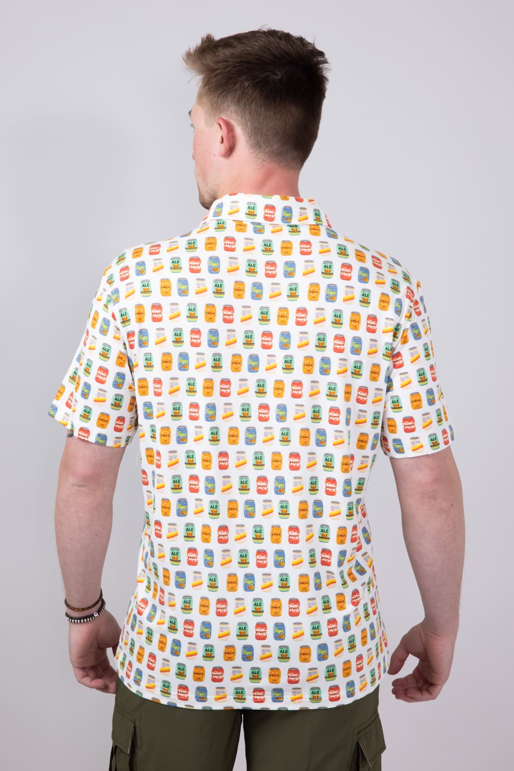 Hallstatt Beer Can Print Full Button Shirt for Men in White
