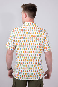 Hallstatt Beer Can Print Full Button Shirt for Men in White