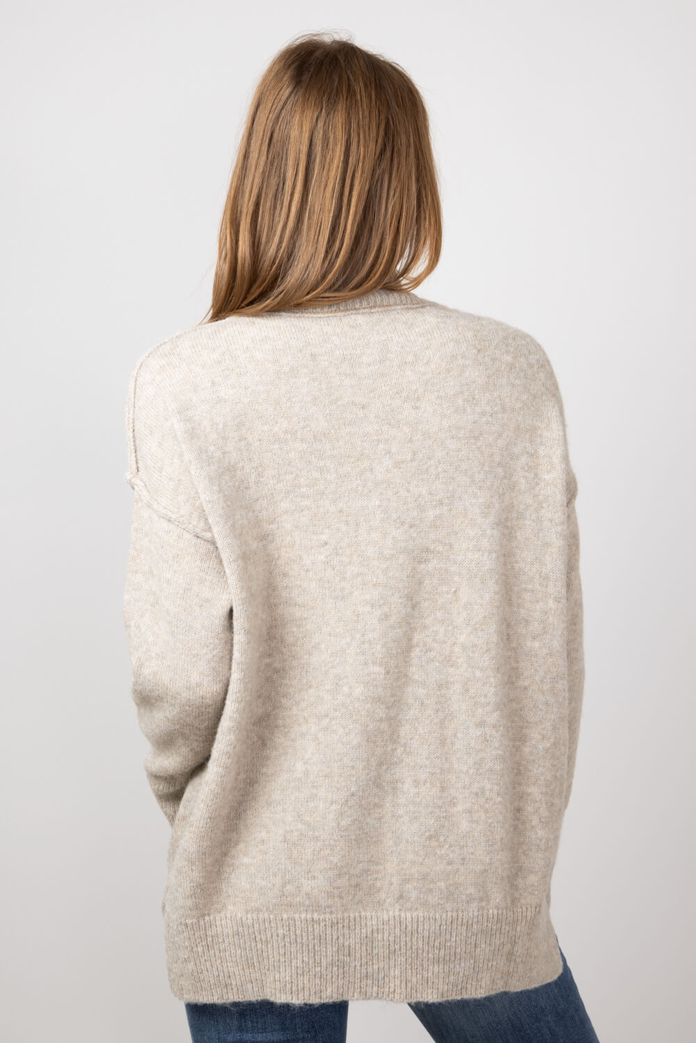 La Miel Mock Neck Sweater for Women in Taupe