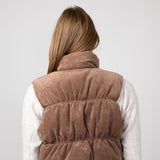 Love Tree Cropped Corduroy Puffer Vest for Women in Cocoa