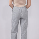 Love Tree Pinstripe Drawstring Linen Pants for Women in Black