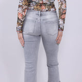 Mica Mid Rise Cuffed Straight Jeans for Women in Grey