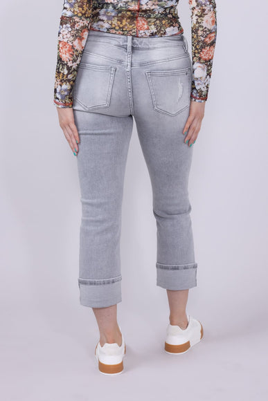 Mica Mid Rise Cuffed Straight Jeans for Women in Grey