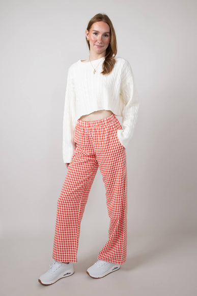 Gingham Relaxed PJ Pants for Women in Red