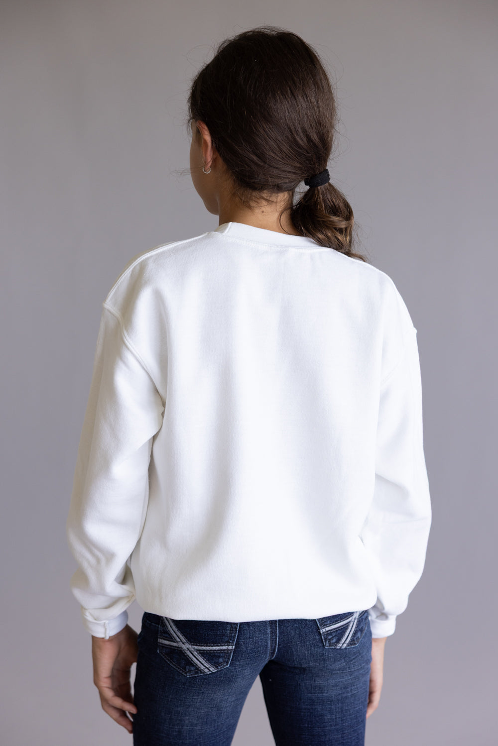 Simply Southern Youth Dilly Dally Goose Crewneck for Girls in White