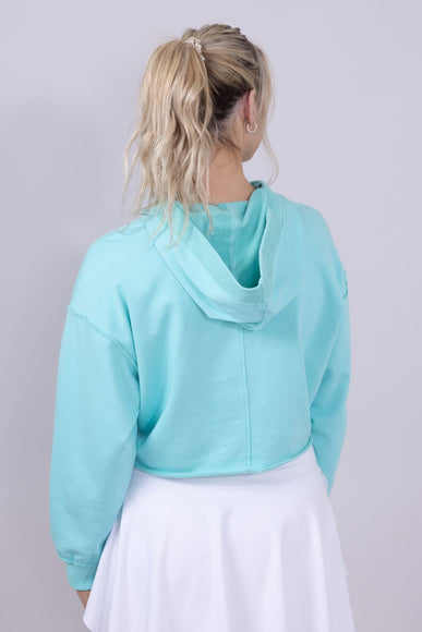 Simply Southern Johnny Collar Cropped Hoodie for Women in Aqua