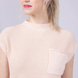 Simply Southern Womens Breeze Knit Cap Sleeve Sweater for Women in Macadamia Tan