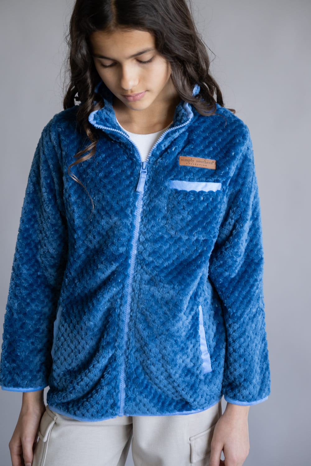 Simply Southern Youth Simply Soft Jacket for Girls in Dark Blue