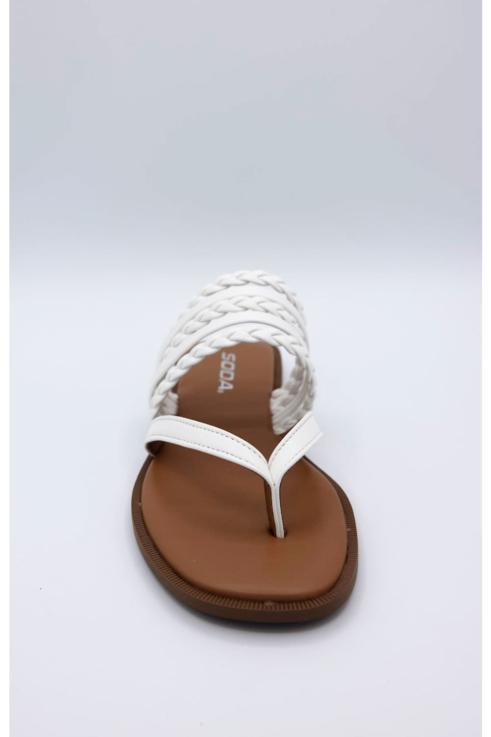 Soda Garrick Braided Flip Flops for Women in White