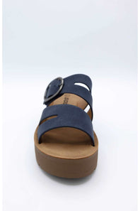 Soda Hanson Platform Sandals for Women in Navy