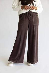 Soft Touch Wide Leg Lounge Pants for Women in Brown