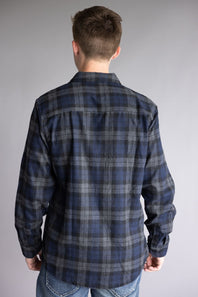Plaid Flannel Shirt for Men in Navy Grey