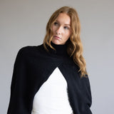 Turtleneck Shrug Bolero Sweater for Women in Black