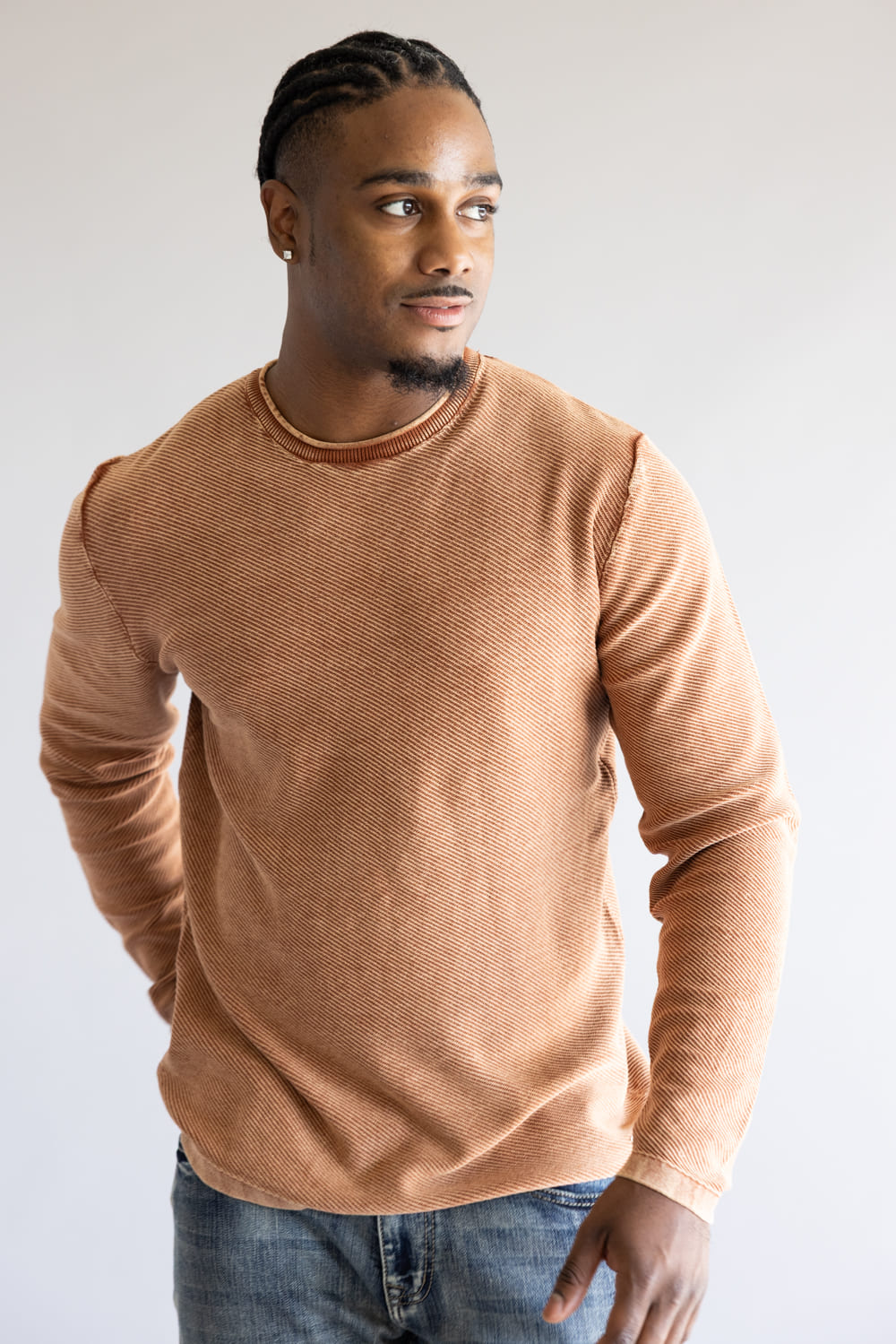 Weatherproof Twill Stonewash Sweater for Men in Gingerbread