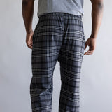 Plaid Flannel Lounge Pants for Men in Black Gray