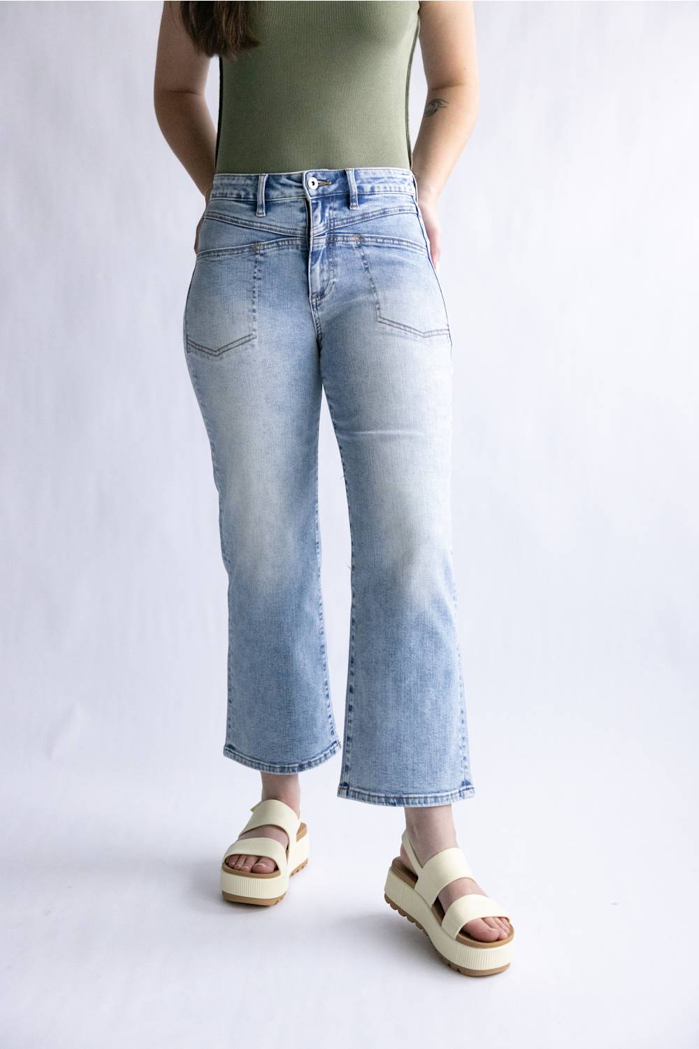 Mica High Rise Front Yoke Straight Crop Jeans for Women