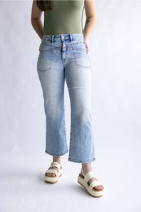 Mica High Rise Front Yoke Straight Crop Jeans for Women