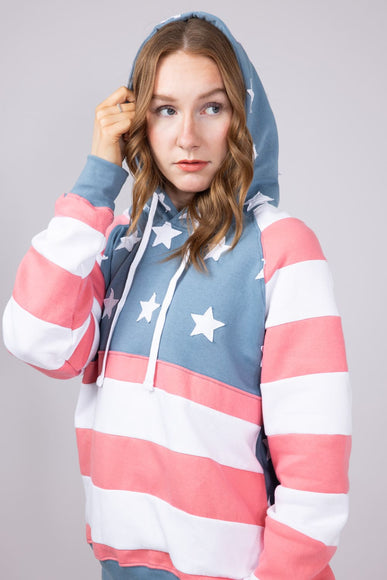 Simply Southern Womens Patched Stars & Stripes Hoodie for Women in Multi