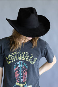 Suede Cowboy Hat in Black