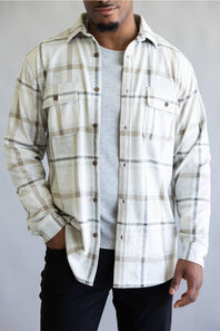1897 Legends Stretch Flannel Shirt for Men in Silver Multi | 13000-SILMULTI