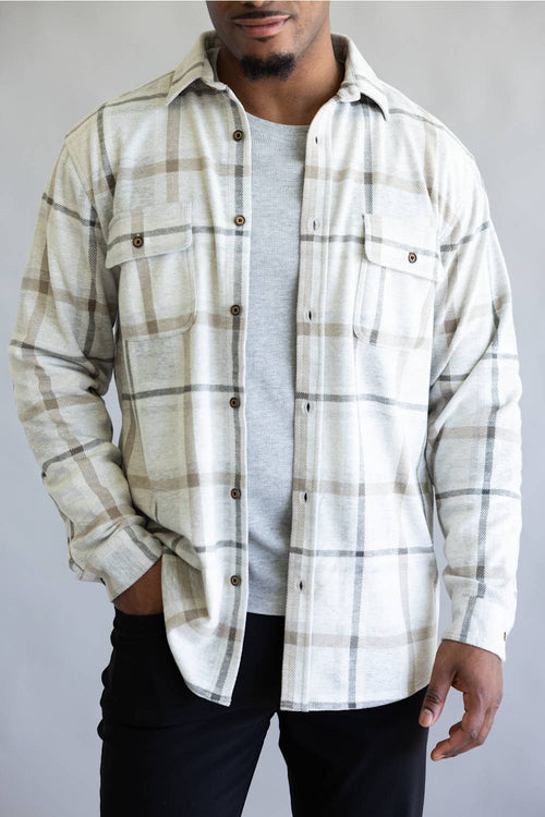1897 Legends Stretch Flannel Shirt for Men in Silver Multi | 13000-SILMULTI