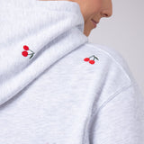 1897 Active All Over Print Cherry Embroidered Hoodie for Women in Grey