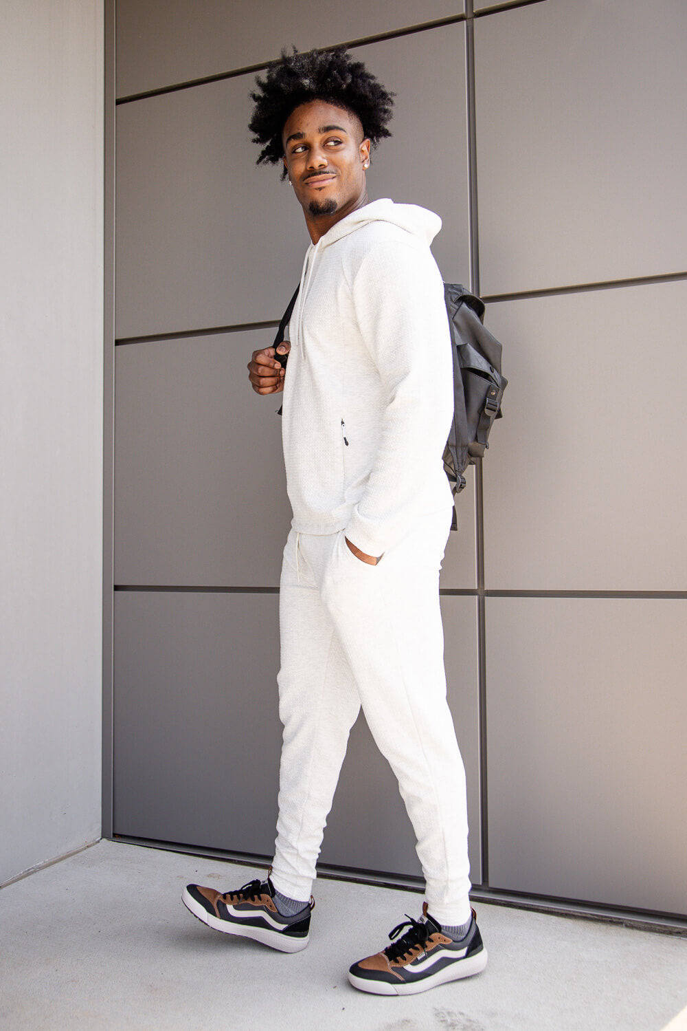 1897 Active Diamond Weave Hoodie for Men in Oatmeal