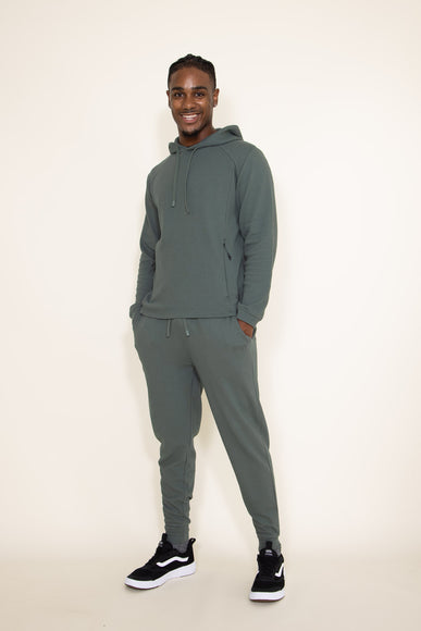 1897 Active Diamond Weave Hoodie for Men in Olive Green