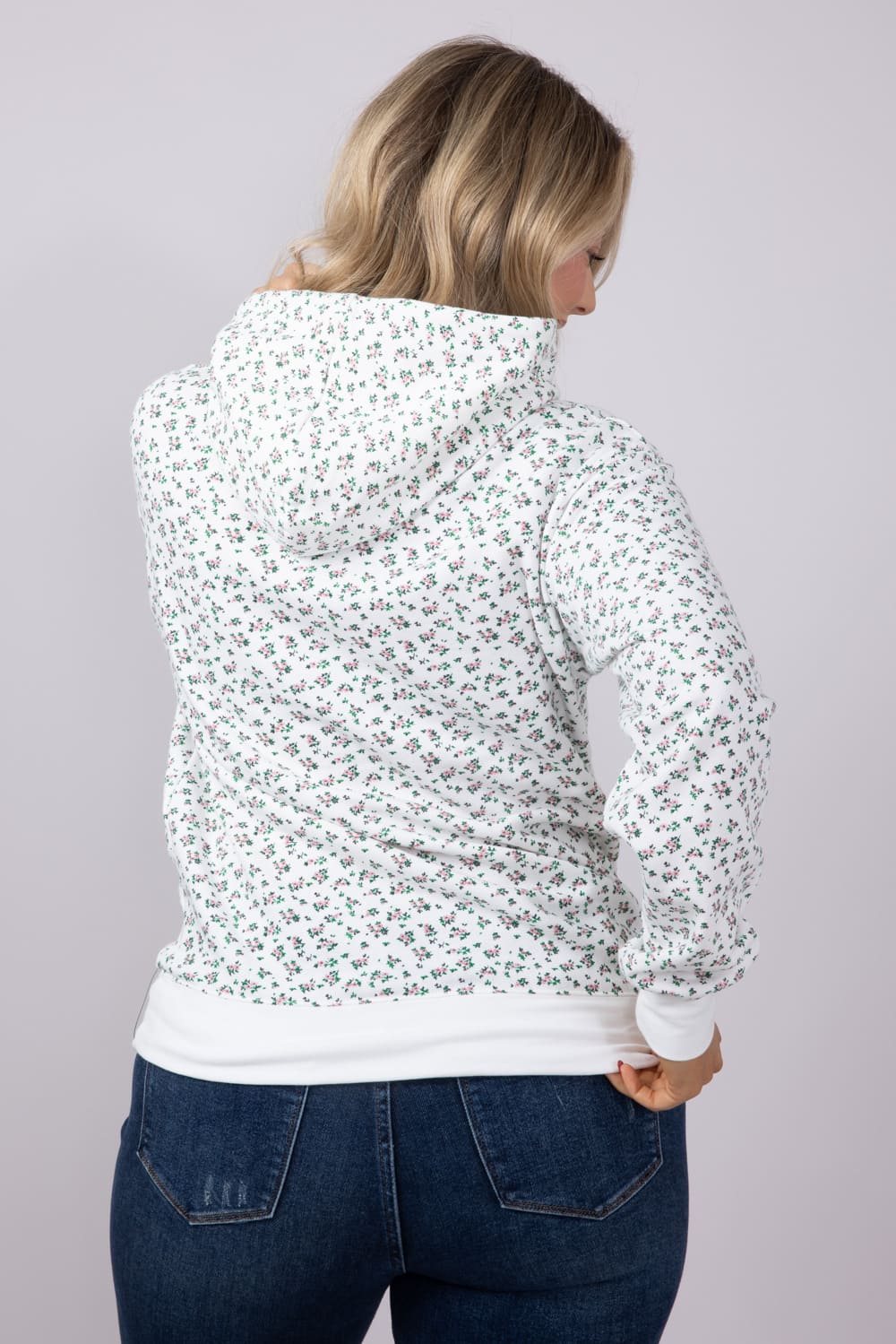 1897 Active Ditsy Floral Hoodie for Women in Ivory