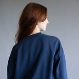 1897 Active Embroidered Center Bow Fleece Sweatshirt for Women in Indigo Blue
