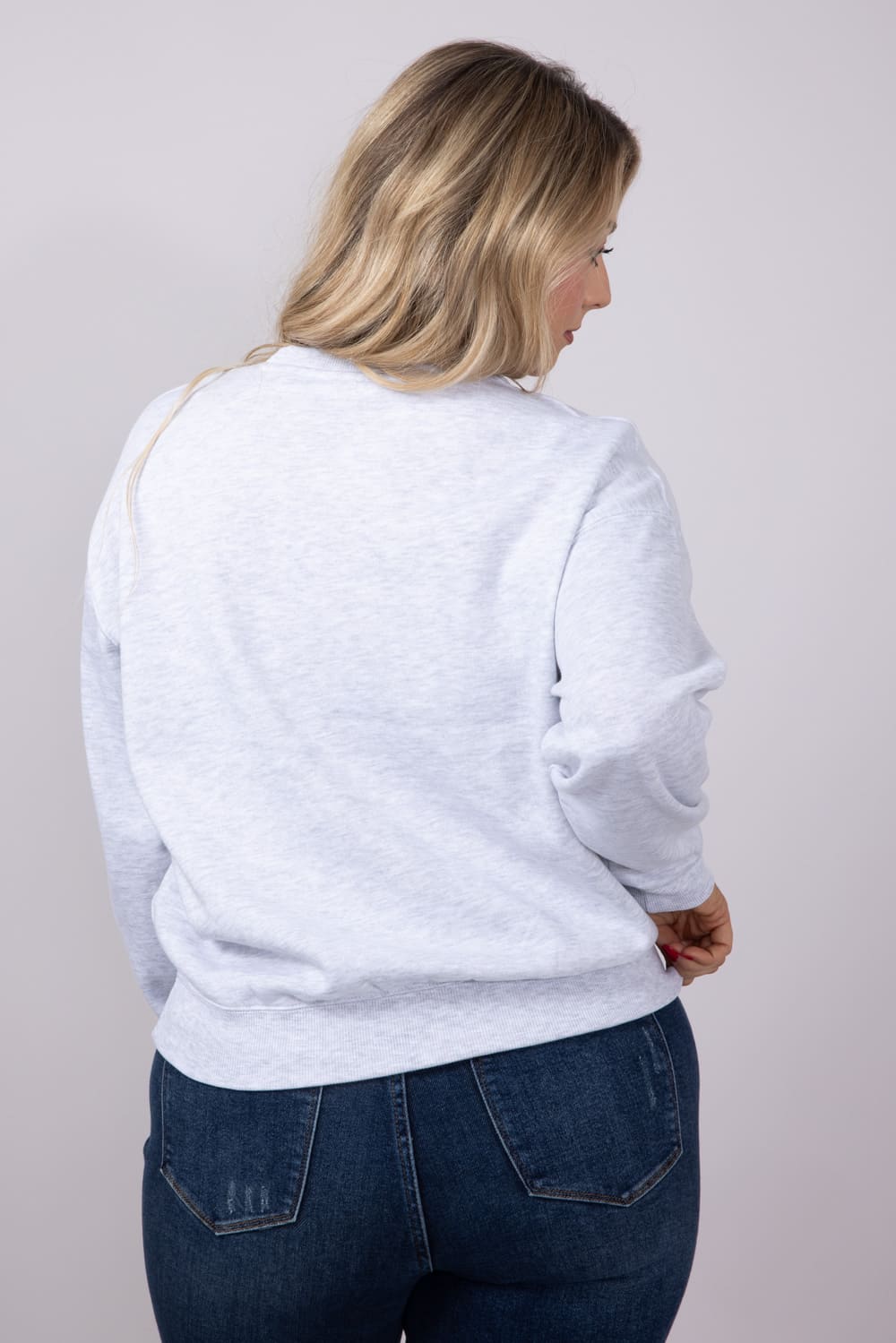 1897 Active Embroidered Cherry Bomb Sweatshirt for Women in Grey