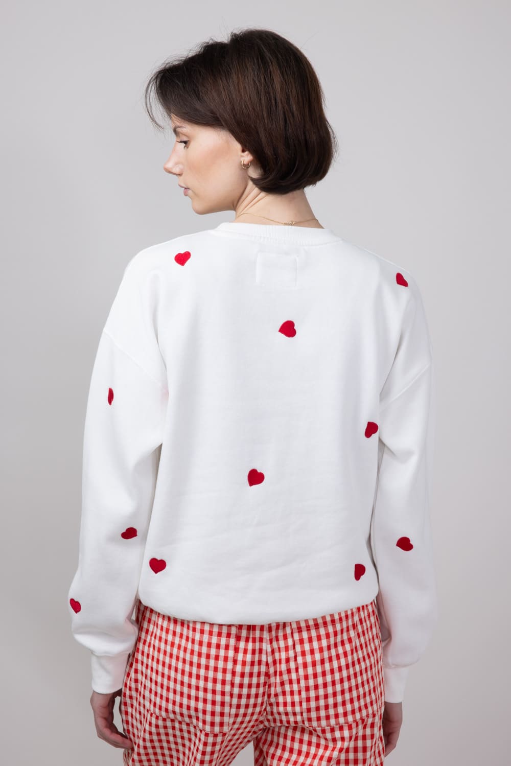1897 Active Embroidered Hearts Fleece Sweatshirt for Women in