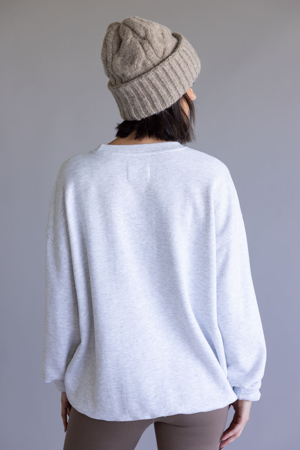 1897 Active Falalala Patch Embroidered Fleece Sweatshirt for Women in Ice Grey