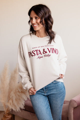 1897 Active Pasta & Vino Napa Valley Sweatshirt for Women in Beige