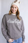 1897 Active Thankful Embroidered Fleece Sweatshirt for Women in Fossil