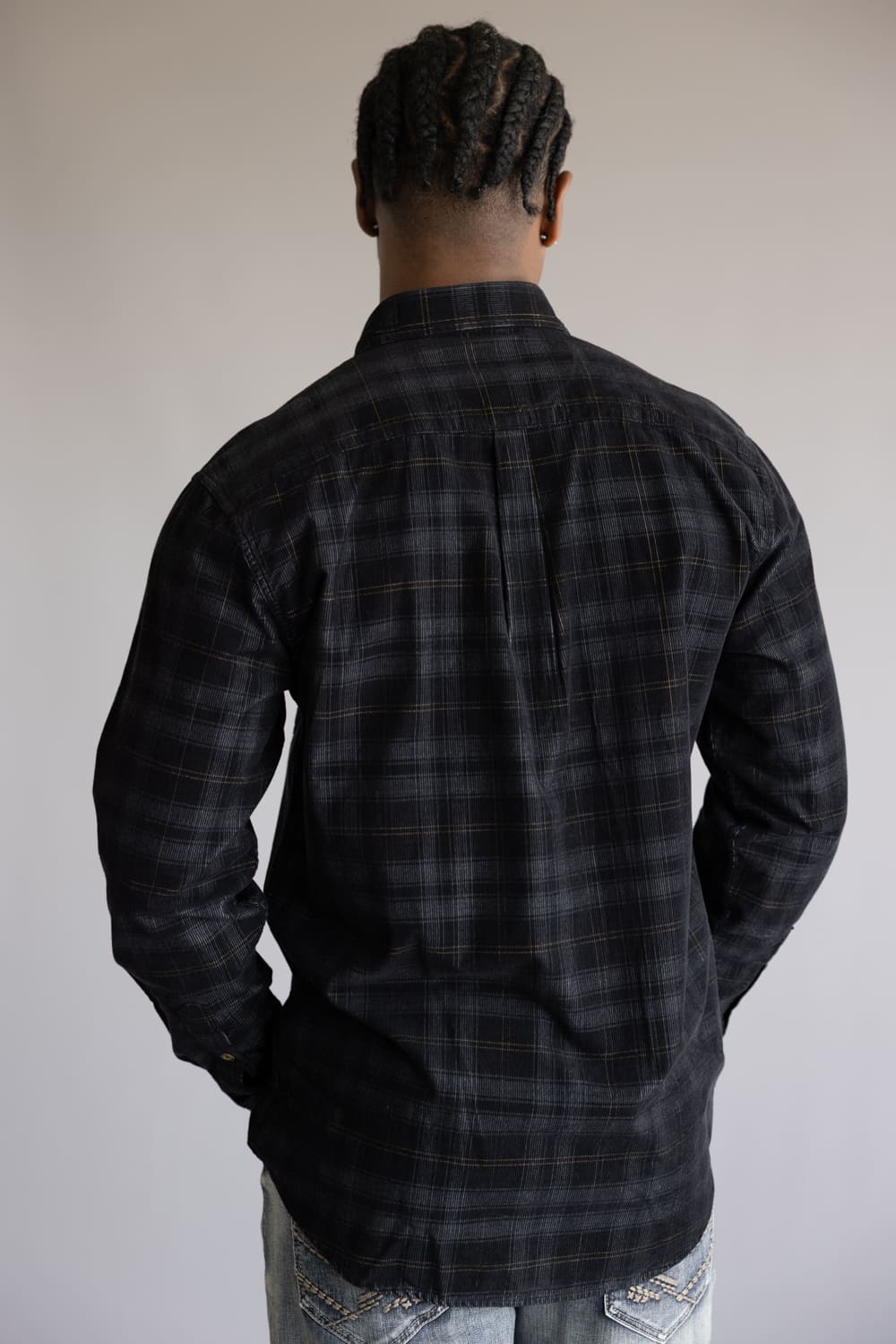 1897 Legends Corduroy Plaid Shirt for Men in Black/Grey