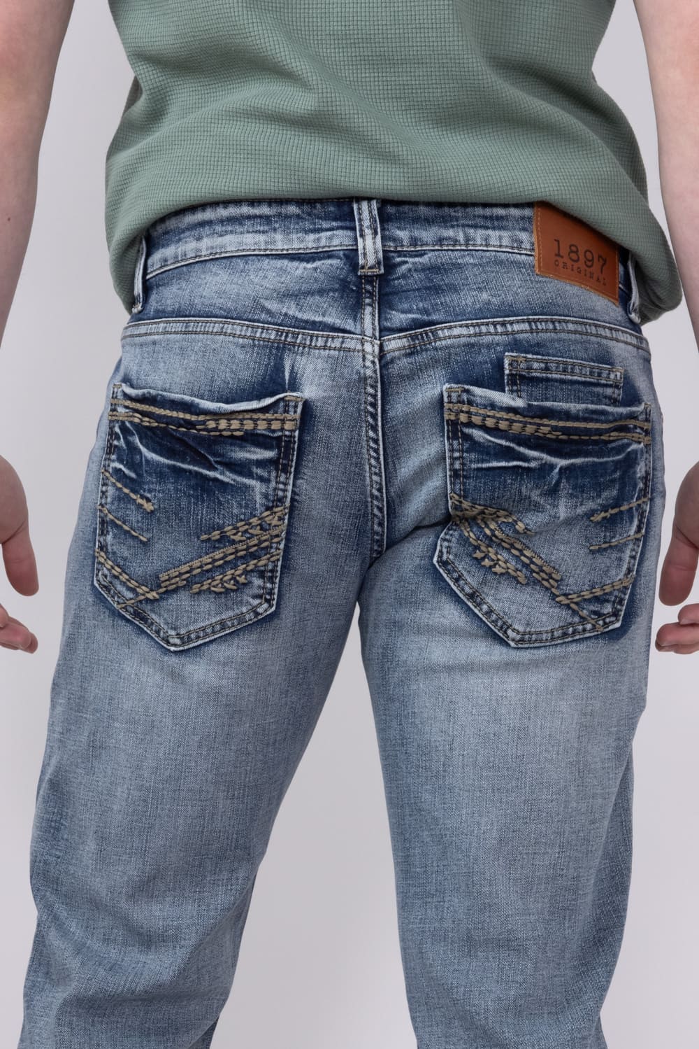 【oan】Straight Washing Denim Pants Women's Dark Blue Bleach Wash Faded Mid-Rise Straight Leg