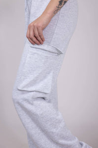 1897 Drawstring Cargo Fleece Sweatpants for Women in Grey
