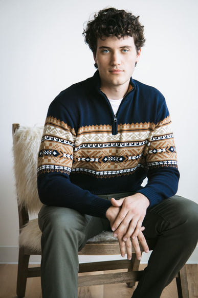1897 Original 1/4 Zip Mock Neck Sweater for Men in Navy