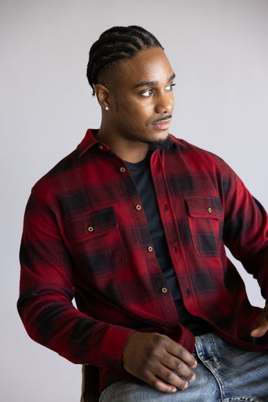 1897 Legends Stretch Flannel Shirt for Men in Red Plaid