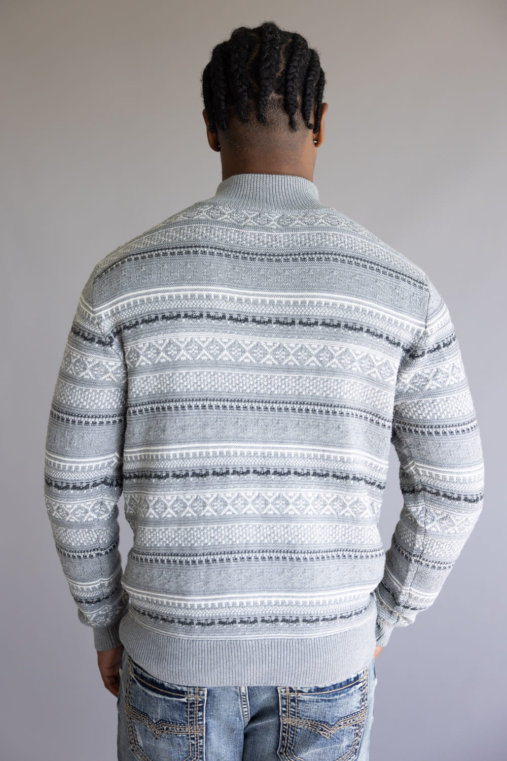 1897 Original Fisherman Quarter Zip Mock Neck Sweater for Men in Grey