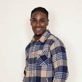 1897 Original Flannel Shacket for Men in Blue/Tan