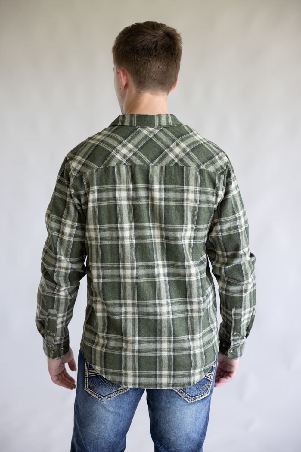 1897 Original Plaid Flannel Shirt for Men in Olive Green