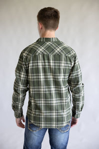 1897 Original Plaid Flannel Shirt for Men in Olive Green