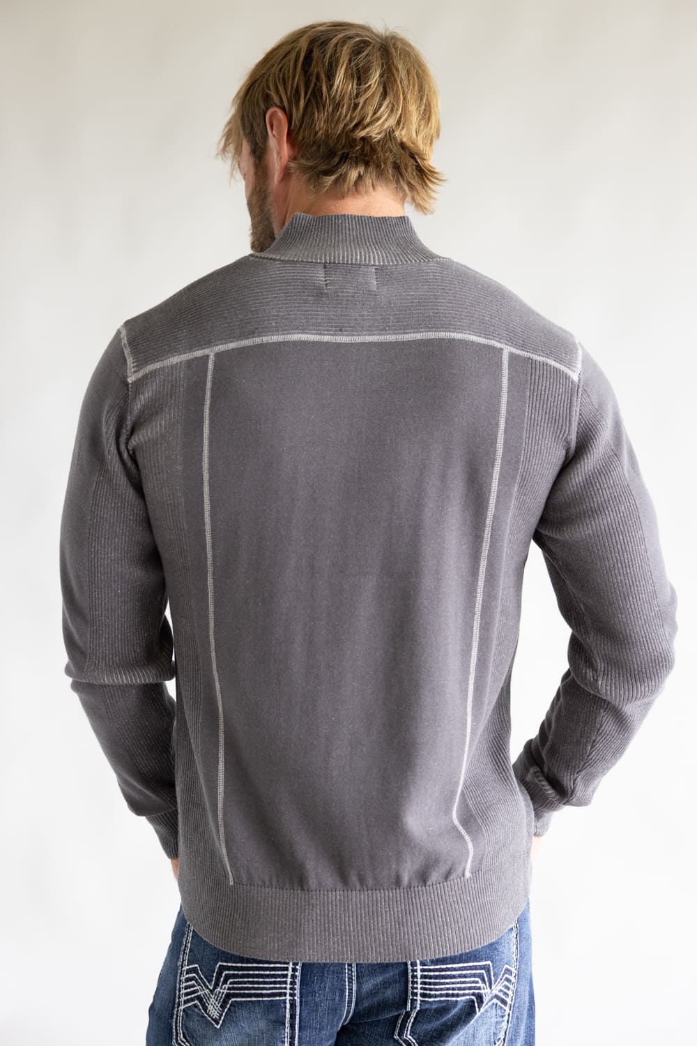 1897 Original 1/4 Zip Mock Neck Sweater for Men in Grey | 1973GL