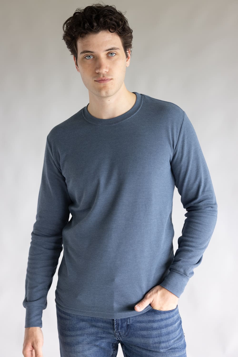 1897 Original Solid Crew Thermal Long Sleeve Shirt for Men in Navy