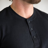 1897 Original Solid Henley Thermal Long Sleeve Shirt for Men in Black