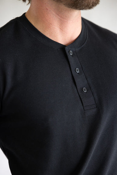 1897 Original Solid Henley Thermal Long Sleeve Shirt for Men in Black