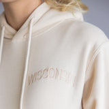 1897 Active Wisconsin Embroidered Hoodie for Women in Cream